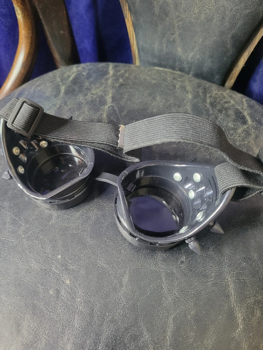 Grunge Black Spiked Steampunk Rave Cosplay Goggles